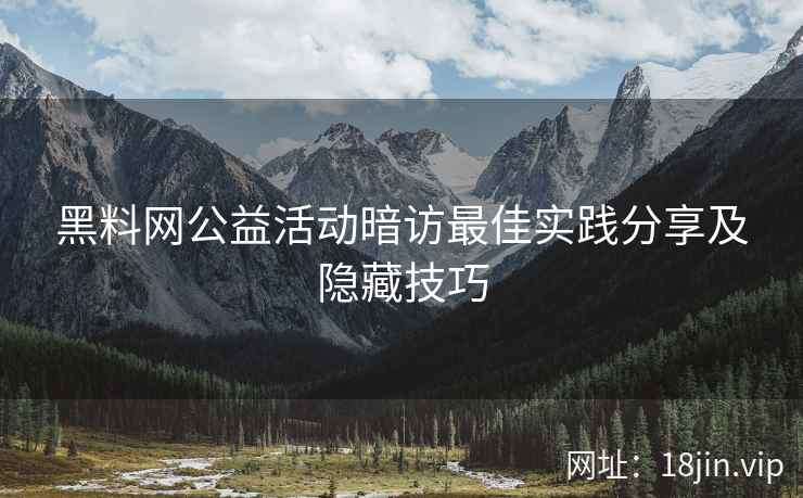 黑料网公益活动暗访最佳实践分享及隐藏技巧